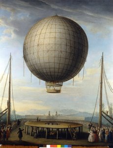 Der Aufstieg von Paolo Andreani am 25.02.1784 in Mailand. Gemälde von F. Battaglini.