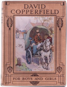 Vorderes Umschlagdesign, Illustration aus David Copperfield, 1914 von F. M. B. Blaikie