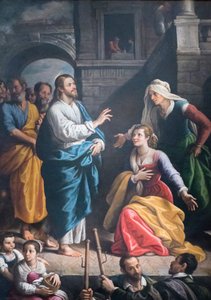 Christus zu Gast im Haus von Martha und Maria von Fabrizio Santafede
