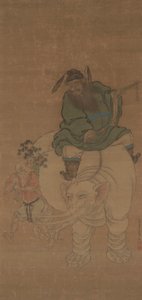 Zhong Kui reitet auf einem Elefanten