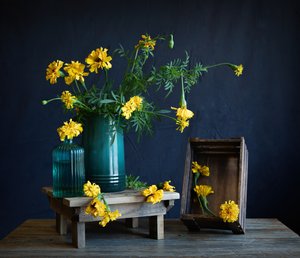 Lebendige Ringelblumen-Stillleben von Fangping Zhou