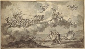 Wandteppich-Design: Apollo in seinem von Aurora geführten Wagen von Fedele Fischetti
