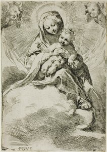 Madonna und Kind auf Wolken von Federico Barocci