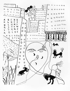 Selbstporträt des Dichters Federico Garcia Lorca (1898-1936) in New York, 30er Jahre
