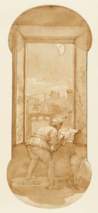 Taddeo zeichnet bei Mondlicht im Haus von Calabrese von Federico Zuccaro