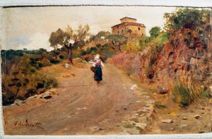 Bauer auf der Straße, ca. 1900, von Federico Andreotti (1847-1930), Italien von Federigo Andreotti
