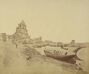 Der Chattar Manzil Palast und das königliche Boot von Oude von Felice Beato