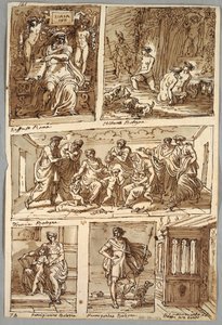 Entwurf nach Gemälden von Raphael und Gemälden in Bologna von Albani, Francia, Parmigianino; Monument Verso: Anatomische Studie von Felice Giani