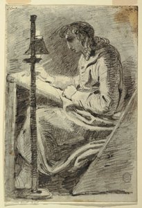 Ein Künstler zeichnet bei Lampenlicht, 1800–1820