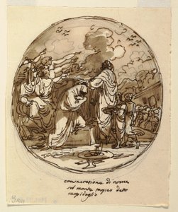 Zeichnung, Deckendesign für die Weihe des Numa, Sala di Numa Pompilius, Palazzo Milzetti, Faenza, 1802–1805