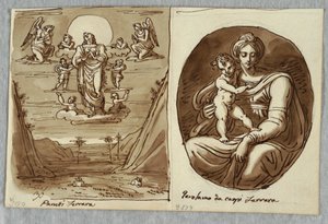 Weibliche Figur unter Wolken; Auferstehung, Studie nach Panetti