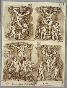 Vier Hermen, Studien nach den Carracci