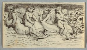 Fries mit Delfinen und Putto von Felice Giani
