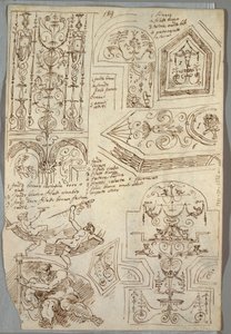 Sechs dekorative Studien; Rückseite, anatomische Studie