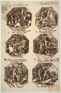 Sechs Theseus-Motive für den Palazzo Gaddi, Forli von Felice Giani