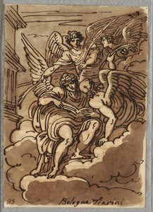 St. Paul in den Wolken mit Engeln und Palmen von Felice Giani