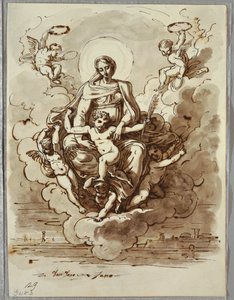 Die Madonna und das Kind in Herrlichkeit, Studie nach Dosso Dossi von Felice Giani