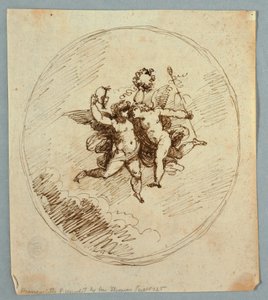 Zwei fliegende Putti mit Attributen des Dionysos von Felice Giani