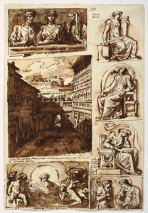 Verschiedene Kunstwerke. Der Hof des Palazzo Mattei in Rom