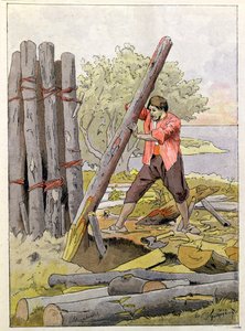 Robinson Crusoe baut seine erste Behausung, 1930 von Felicien baron de Myrbach Rheinfeld