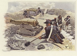 Soldaten beziehen Stellung in den Ruinen von Nikopolis von Felicien baron de Myrbach Rheinfeld