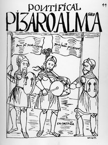 Diego de Almagro und Francisco Pizarro in Kastilien von Felipe Huaman Poma de Ayala