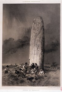Bauern um den Menhir von Kergadiou (Finistère) - in „Das zeitgenössische Bretagne“, ill. von Felix Benoist, ed. Charpentier, Paris