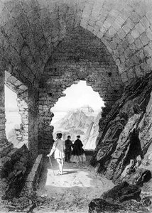 Die Einsiedelei des Heiligen Helier und Elizabeth Castle, Jersey, 1870 von Felix Benoist