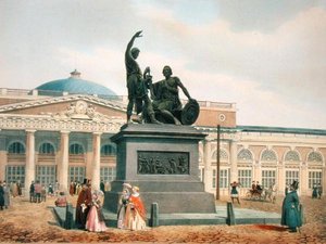 Das Minin-und-Poscharski-Denkmal in Moskau, 1840er Jahre von Felix Benoist