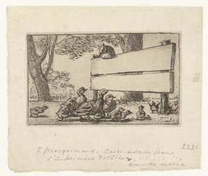 Adresskarte mit Enten bei einem Holzzaun für den Drucker Delâtre von Felix Bracquemond