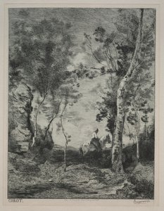 Landschaft oder Das weiße Pferd, nach Corot von Felix Bracquemond