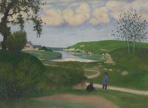 Landschaft mit Fluss und zwei Figuren von Felix Edouard Vallotton