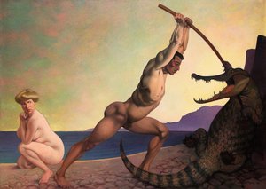 Perseus tötet den Drachen von Felix Edouard Vallotton