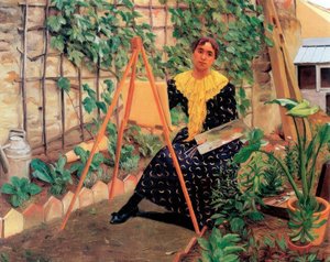 Junge Frau beim Malen von Felix Edouard Vallotton