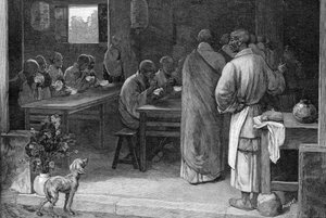 Refektorium in einem buddhistischen Kloster von Felix Elie Regamey