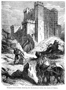 König Richard I. 1157-1199 erhält seine Todeswunde vor der Burg Chaluz, 19. Jahrhundert von Felix Henri Emmanuel Philippoteaux
