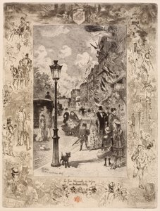 La Fête nationale au Boulevard Clichy, 1878 von Felix Hilaire Buhot