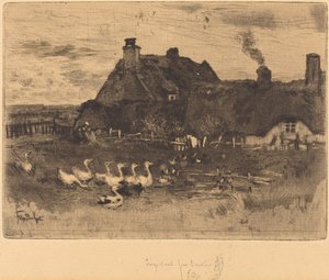 Die kleinen Strohhütten, 1878 von Felix Hilaire Buhot
