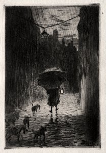 Regen und Regenschirm, ca. 1875 von Felix Hilaire Buhot
