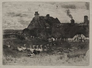 Reetgedeckte Hütten von Felix Hilaire Buhot