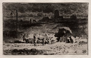 Die Esel am Hügel der Cailles von Felix Hilaire Buhot
