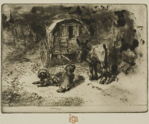 Die Wächter des Hauses oder die Begleiter des Akrobaten von Felix Hilaire Buhot