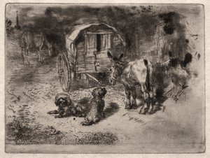 Die Wächter des Hauses oder die Freunde des Saltimbanque von Felix Hilaire Buhot
