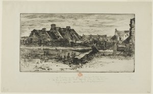 Die großen strohgedeckten Hütten von Felix Hilaire Buhot
