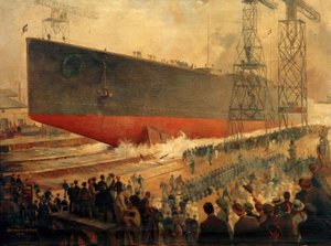 Stapellauf der Hindenburg in Wilhelmshaven