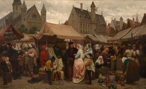 Ein Jahrmarkt in Gent im Mittelalter