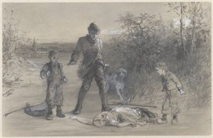 Teun der Jäger bei der Leiche von Zijtje von Ferdinand Carl Sierich
