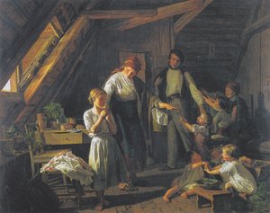 Abschied der Eltern - das älteste Kind kümmert sich in Abwesenheit der Eltern um die Geschwister