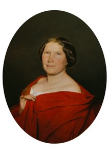 Frau mit lachsrotem Umhang von Ferdinand Georg Waldmuller