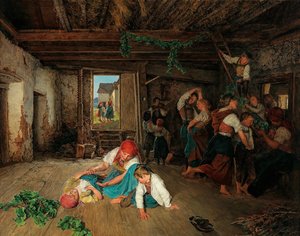 Vorbereitung der Weinlesefeier, 1860 von Ferdinand Georg Waldmuller